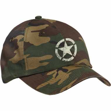 Camouflage pet met ster voor volwassenen groen one size