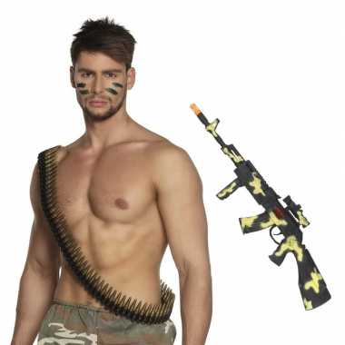Leger verkleed accessoires kogelriem en geweer