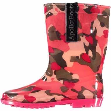 Meisjes regenlaarsjes roze camouflage
