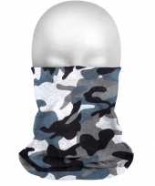 3x multifunctionele morf sjaals camouflage blauw grijs voor volwassen