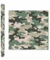 4x rollen kadopapier schoolboeken kaftpapier camouflage groen 200 x 70 cm