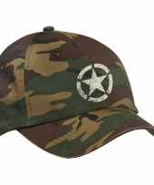 Camouflage pet met ster voor volwassenen groen one size