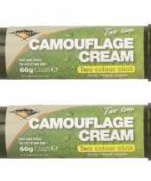 Pakket van 5x stuks bruine groene camouflage creme stift 60 gram