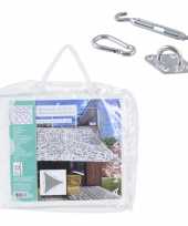 Schaduwdoek zonnescherm driehoek wit camouflage 3 6 meter inclusief ophangaccessoires