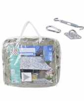 Schaduwdoek zonnescherm driehoek zand camouflage 3 6 meter inclusief ophangaccessoires