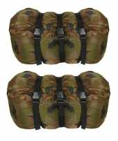 Set van 2x stuks warme 1 persoons mummie slaapzakken met camouflage print 210 x 80 cm