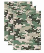 Set van 3x stuks camouflage legerprint luxe schrift notitieboek groen gelinieerd a5 formaat