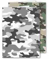 Set van 4x stuks a4 schoolschriften ruit 10 mm camouflage grijs en groen