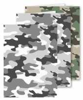 Set van 6x stuks a5 schoolschriften gelinieerd camouflage grijs en groen